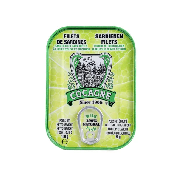 cocagne sardine fillet with lemon, boneless and skinless 100g