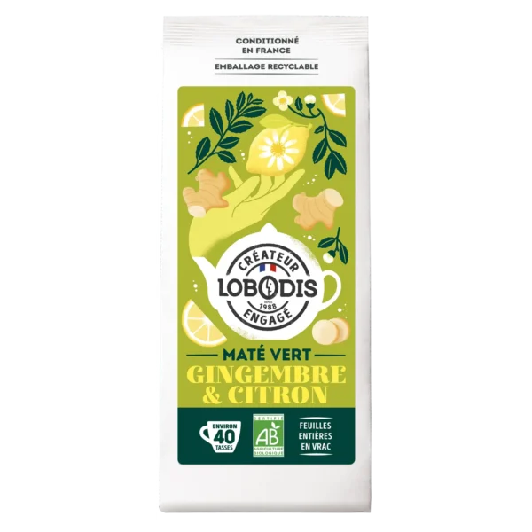organic mate tea lemon ginger 70g
