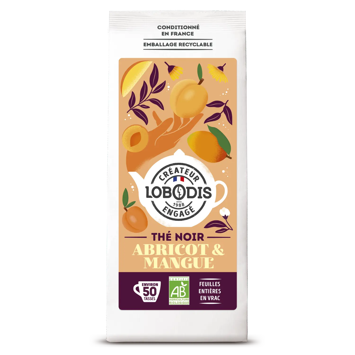 luomu musta tee mango ja aprikoosi 80g