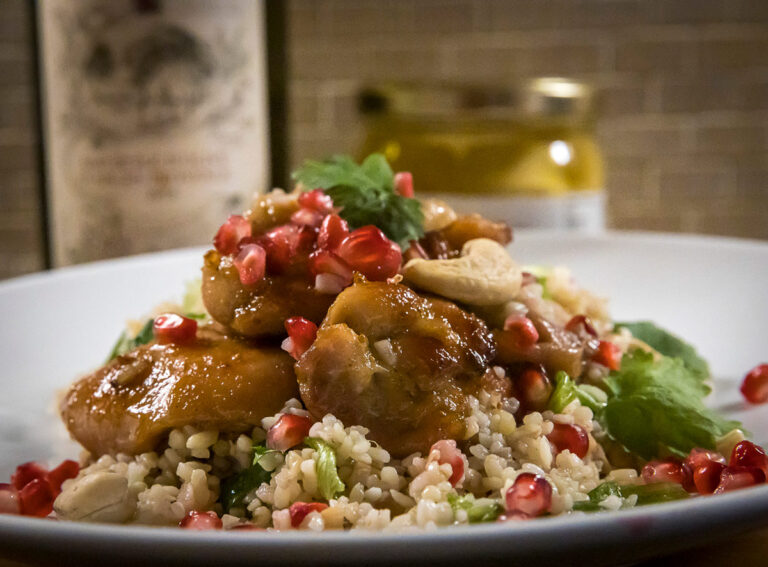 Marinated chicken and bulgur salad