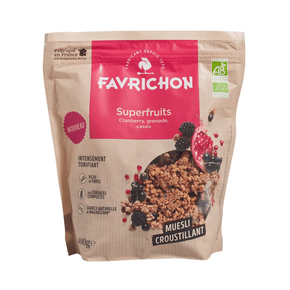 3111900350878 muesli croustillant superfruits Cranberry Grenade Cassis 400g face min min